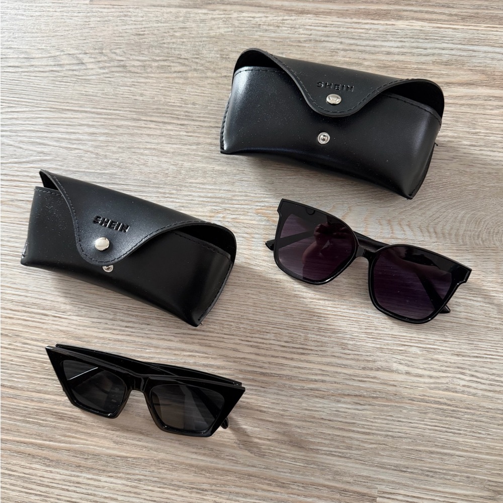 Shein Black Sunglasses Set with Cases